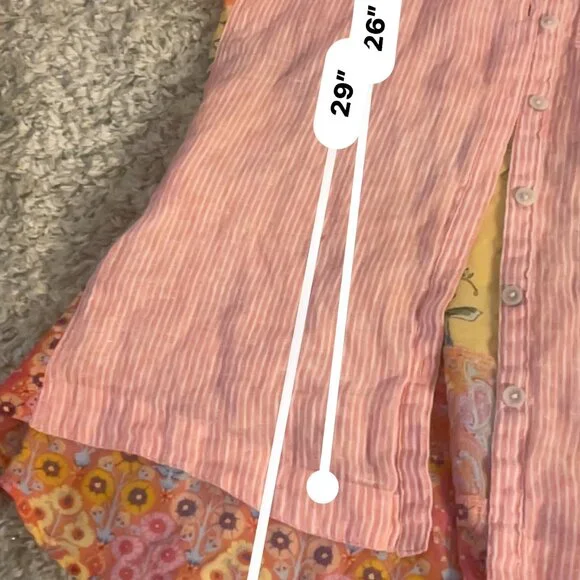 Soft Surroundings Pink Pinstripe Patchwork Back Button-Up XS - Picture 9 of 15